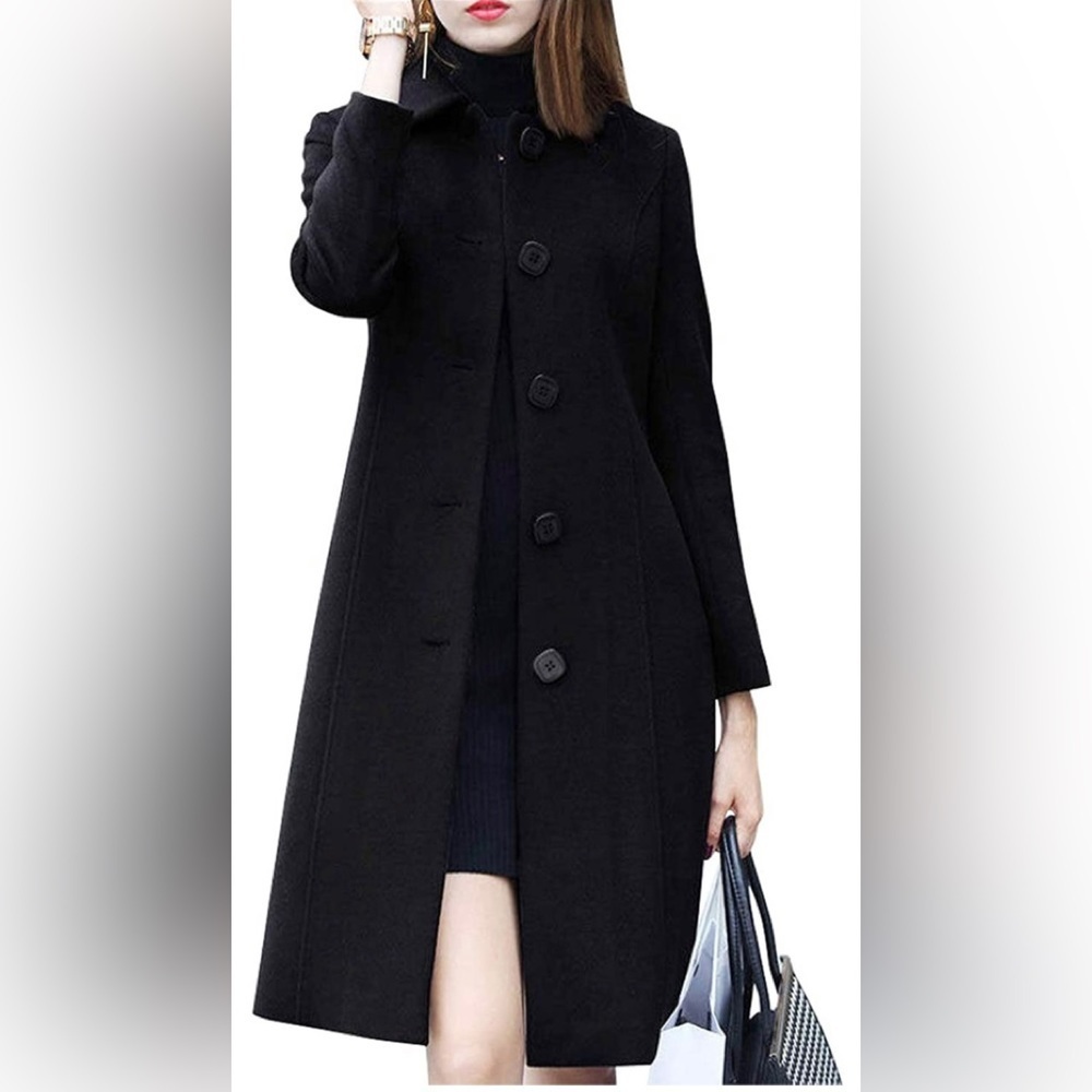 woman winter elegant single breasted long coat size S